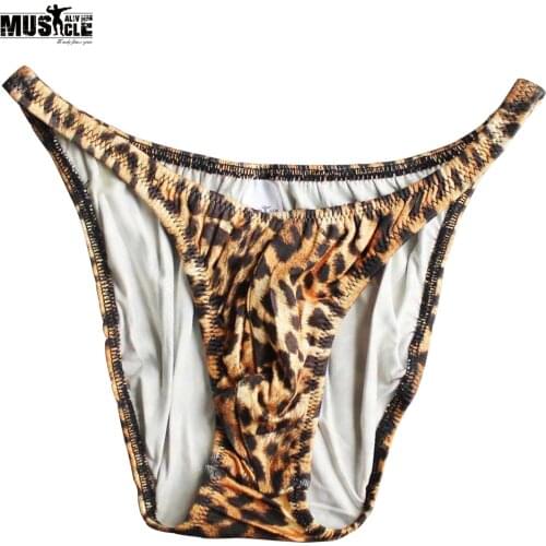 Mens Gym Posing Trunk Bodybuilding Fitness Training Exercise Competition Shorts Snake Leopard Print MUSCLE ALIVE Spandex Nylon