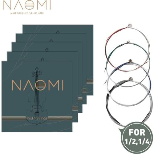 5 Sets NAOMI Full Set Violin Strings 1/2 1/4 Violin Strings G D A & E Strings Stainless Steel Core Violin Strings
