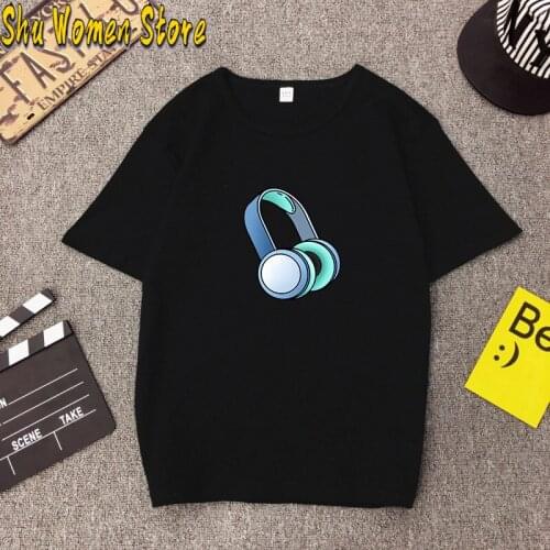 DJ Headphones Music Club Womens T-SHIRT techno hip hop tee Hip Hop Harajuku cartoon tshirt rock Unisex t shirt Fashion