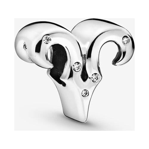 New Fashion 100% 925 Sterling Silver Beads Sparkling Aries Zodiac Charm fit Original Pandora Bracelets Women DIY Jewelry Gift