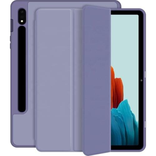 2021 New Smart Magnetic Tablet Protective Cover for Samsung Tab S7 Case Ultra-thin Lightweight TPU Soft Shell with Pen Slot