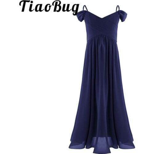 New Arrival Summer Girls Dress Ruffles Flowers Girls Chiffon Tulle Navy Blue Watermelon Red Formal dress for wedding and party