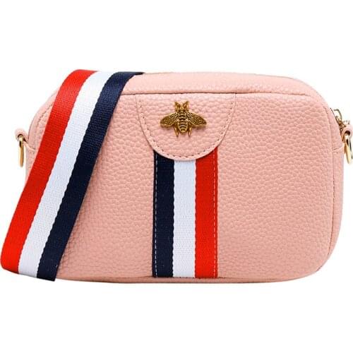 Wholesale Bee bags Womens Shoulder/Crossbody Bag Stripe Zipper Fashion Belt Wholesale 2020 New Style Mini Purse