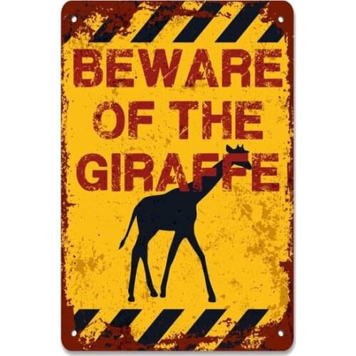 Beware of the Giraffe Metal Sign Vintage Retro Tin Sign Metal Sign Decor for Garage Home Bar Pub Store Shop Hotel Man Cave Club