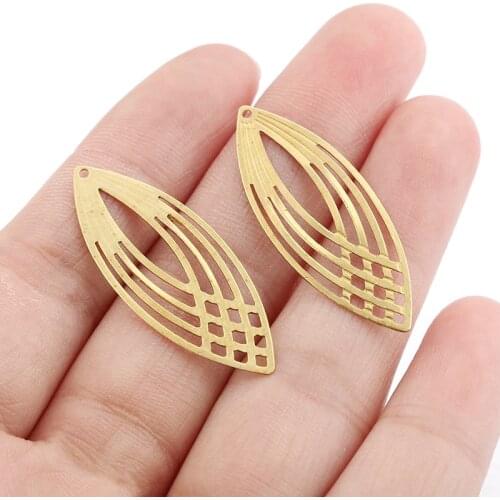 40pcs Raw Brass Charms Open Crafts Natural Style Seed Shape Pendant For Diy Earring Necklace Bracelet Jewelry Making Accessories