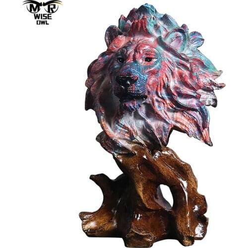 Resin Eagle Horse Lion Wolf Oil Painting Statue Animal Figurine Home Decor Office Ornaments Living Room Desktop Decoration Graft