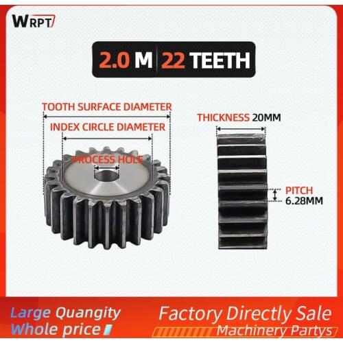 1Pcs 2M22T 2 mold spur gear 22 teeth/thickness 20mm/45# steel tooth surface quenched spur gear,Pinion Gear