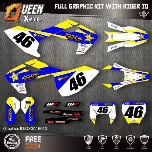 QUEEN X MOTOR Custom Team Graphics Decals Stickers Kit For Husqvarna Decal 2016-18 TC FC TX FX FS 17-19 TE FE 125-450CC 010