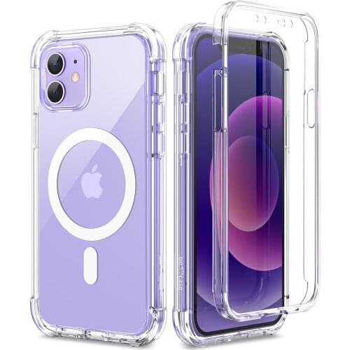 Luxury Transparent Case For iPhone 12 12 Pro Cover with built-in screen Plating Shockproof Full Protector Back Clear Cover