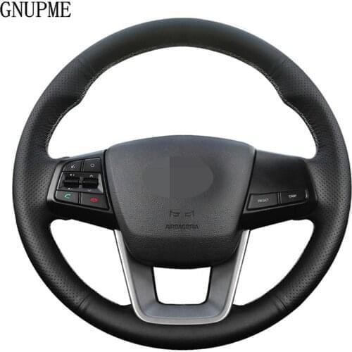 Hand-stitched DIY Black Artificial Leather Car Steering Wheel Cover For Hyundai ix25 2014 2015 2016 Creta 2016 2017