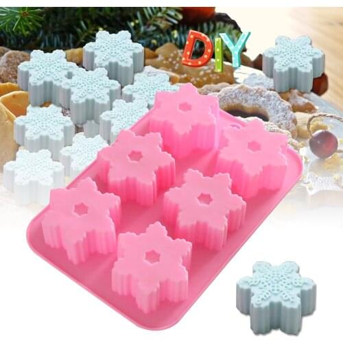 Snowflake Chocolate Mold Soap Silicone Ice Tray Cake Xmas Christmas Mould 6 Cavities DIY Baking Pastry Tools 2