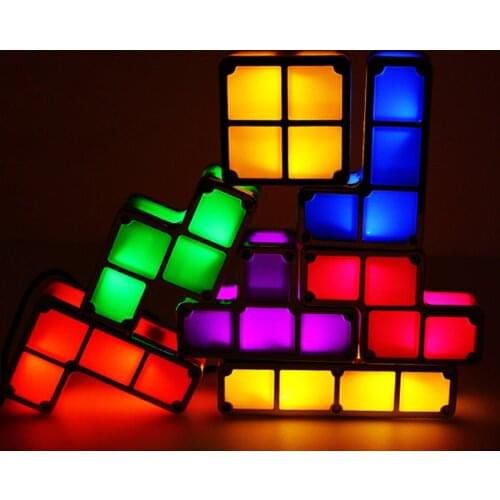 DIY Tetris Puzzle Light Stackable LED Night Light Constructible Block Desk Lamp 7 Colors Novelty Toy Children' s Gift