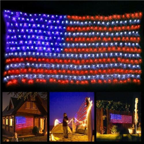 American Flag 420 LED String Lights Large USA Flag Outdoor Lights Waterproof Hanging Ornaments for Independence Day,Memorial Day