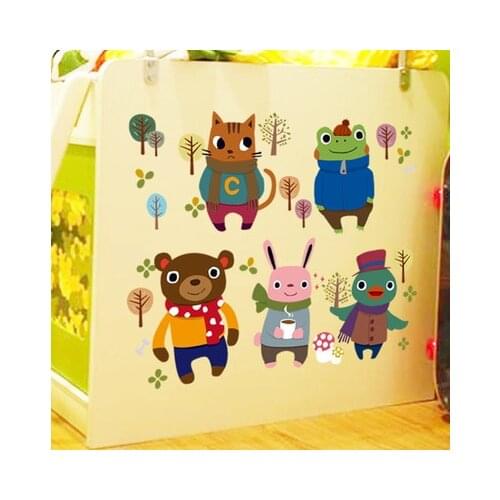 DIY Carton Animal Friends Vinyl Wall Stickers Hello Beer Sir Kids Rooms Decoration Home Decor Wall Art Murals