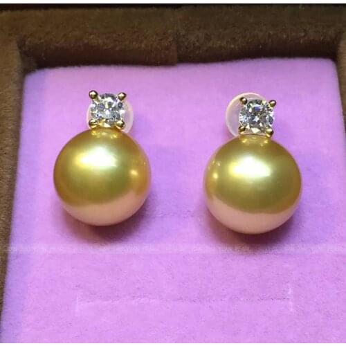 Wedding Women Gift word 925 Sterling real The princess imported Nanyang Kim Earrings seawater pearl ear hook ear