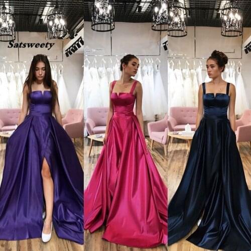 Robe de soiree Rose Evening Dress Spaghetti Strap Long Prom Dresses Formal Party Gowns Evening Dresses Vestido de festa