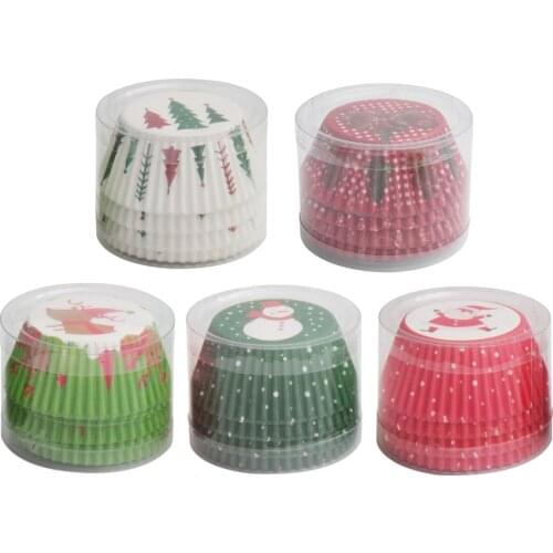 100Pcs/lot Christmas Santa Claus Cupcake Baking Cups Cupcake Liners Paper Cake Tray Mold Cake Decorating Tools