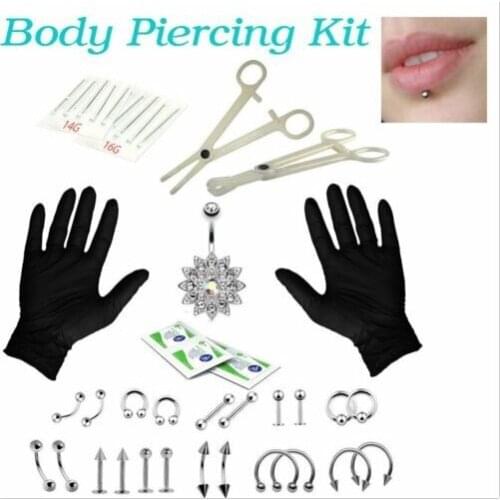 14G 16G Multiple Combination Perforation Tool Set Nose Nail Ear Nail Stainless Steel Belly Button Lip Nail