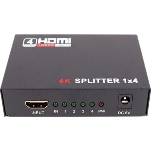 1 X 4 HDMI-compatible Splitter Converter 1 In 4 Out HD 1.4 Splitter Amplifier HDCP 1080P Dual Display for HDTV DVD PS3 Xbox