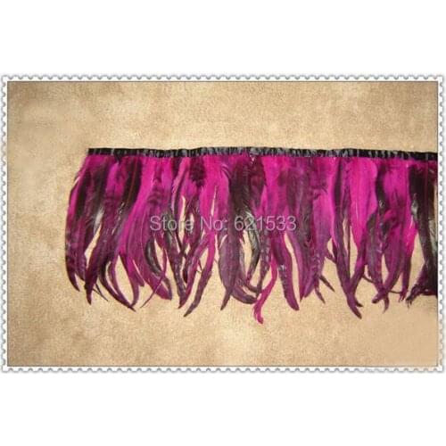 2Meters/lot!35cm Height!High Quality COQUE TAIL FEATHER TRIM,Rose Grizzly Iridescent Feather Fringe,freeshipping