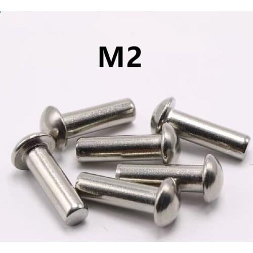 200PCS M2x3/4/5/6/8/10/12/14/16/18/20/25mm GB867 304 Stainless Steel Button Round Head Solid Rivet Self Plugging