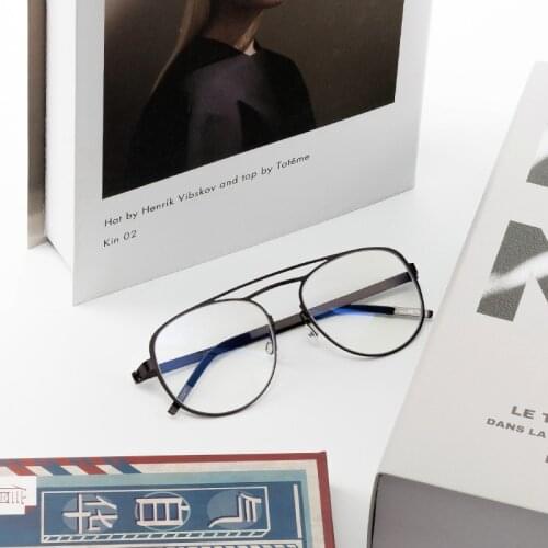 2021 Denmark Brand Eyeglasses Double Beam Gafas Prescription Glasses Oval Ultra-light Blueblocking For Men Women Reading Frame