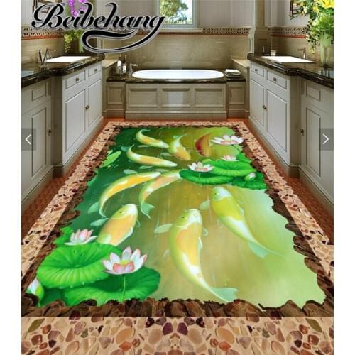 Beibehang Custom home floor paste 3d three-dimensional flow of raw water self-adhesive floor painting background wallpaper