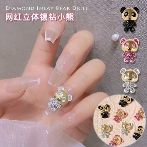 5 Pcs Alloy Bear 3D Nail Art Decorations Covered Rhinestones Ornament Jewelry Manicure Design Accessories