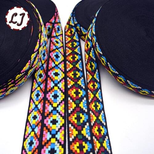 5yd/lot fashion Bohemia Pastoral style handmade embroidered Geometic lace tape trim ribbon decoration sewing craft accessories