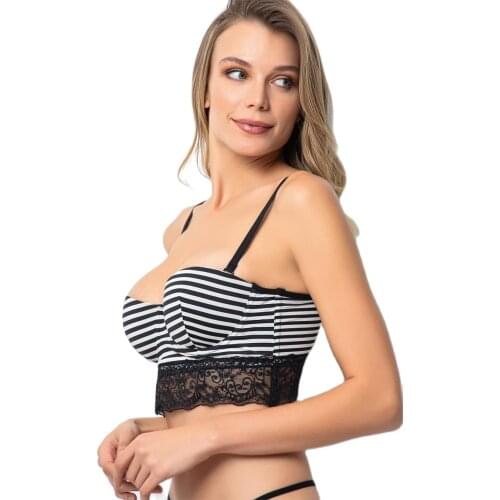 Bustier Push Up For Women Sexy Seamless Underwear Bralette Lace Ultra Thin Padded Backless Transparent Adjustable Strap