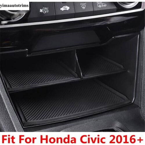 Center Storage Pallet Container Multifunction Box Phone Holder Tray Covers Kit Fit For Honda Civic 2016 - 2020 Black