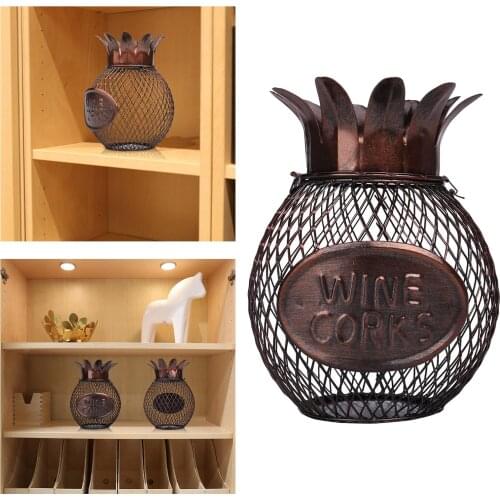 Pineapple Holder Wine Decor for Kitchen, Barrel Cage Display Collector, Decorative Vino Cork Storage Box Container Organizer