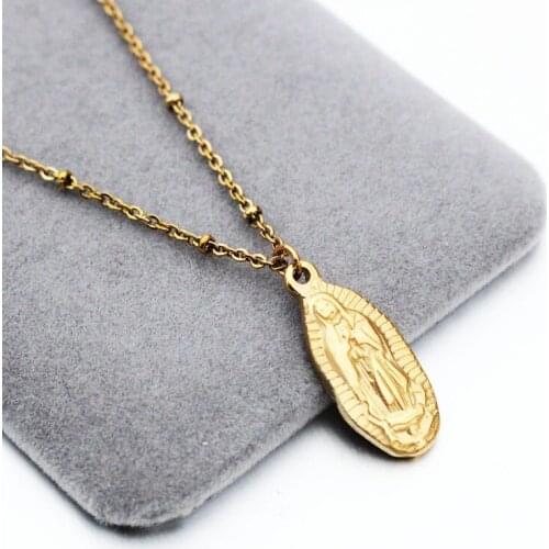 Virgin Mary pendant of 14k gold jewelry real gold plated Stainless Steel religious choker for men or women festival gift