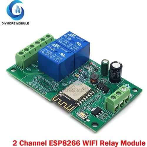 ESP-12F 2 Channel ESP8266 Wireless WIFI Relay Module ESP 12F WIFI Development Board AC/DC 5V/7-28V/5-80V Wireless Relay Module