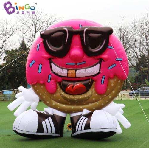 Customized 5m height giant inflatable donuts cartoon / large donuts character inflatables for decoration toys