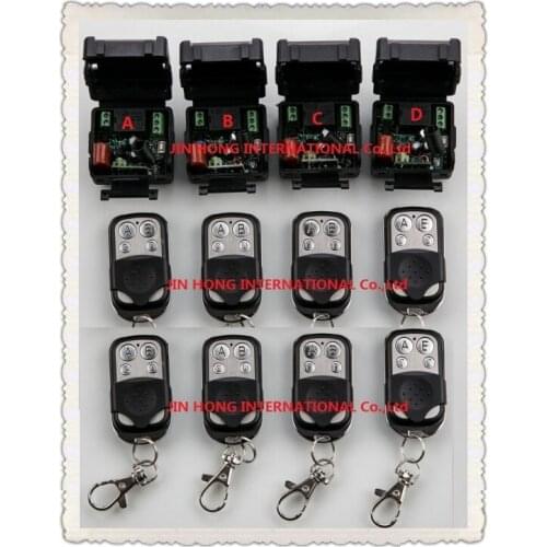 Hot Sales New 220V 1CH 10A Wireless Remote Control Switch System teleswitch 4*Receiver and 8*Transmitter Applicance Garage Door