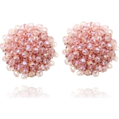 HAHA&TOTO Trendy Colorful Crystal Stud Earrings for Girls Women Strands Beaded Boho Earrings Fashion Jewelry Bijoux Brincos