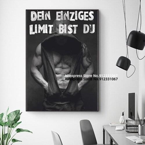'Limit man' DIN A2 Bodybuilding Motivational Poster Print Gym Room Fitness Sports Painting Wall Art Pictures Room Home Decor