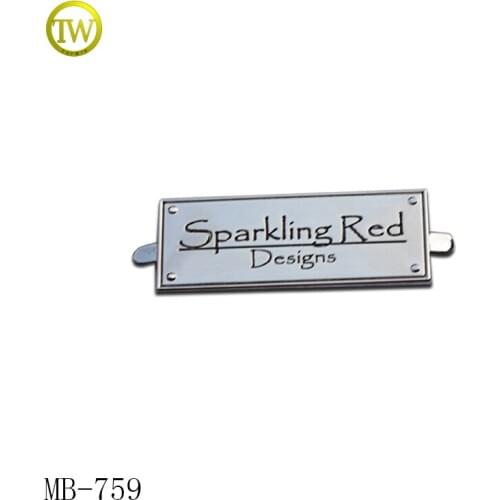 MB759 Wholesale custom metal logo tag zinc metal label for clothes and bags