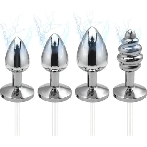 Metal Electric shock thread anal butt plug electro Prostate Massager sex toys Electrical Stimulation G spot Medical Themed Toys