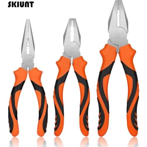 SKIUNT 6/8 Inch Pliers Set Multifunction Wire cutters Diagonal Plier Rubber Handle Industrial Grade Electrician Repair Hand Tool