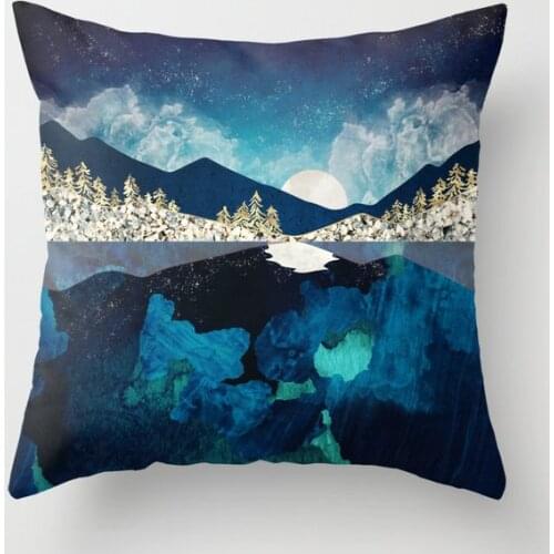 Fashion Landscape Image Pillow Cover Soft Pillow Case Throw Pillows for Living Room Sofa Waist Cushion Cover Square Car home 60