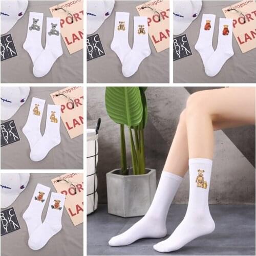 2021 New Cartoon Womens Breathable Cotton Socks Cute Bear Lovely Animal Pattern Girl Sock Combed of Pure Cotton Female Socks