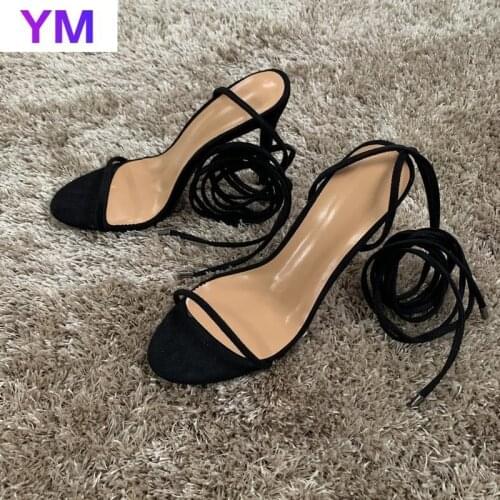 NEW Fashion Cross Strap Summer Womens Sandals PU Ankle Strap Lace-Up Sexy Thin High Heels Sandals 36-42 Sandals for Women 2021