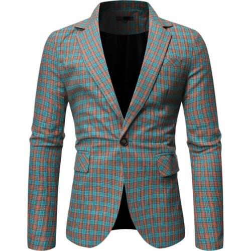 New Design Chic Men Tuxedos High Quality Check Streetwear Blazer Plaid Handsome Party Wedding Groomsmen Prom 1 Piece