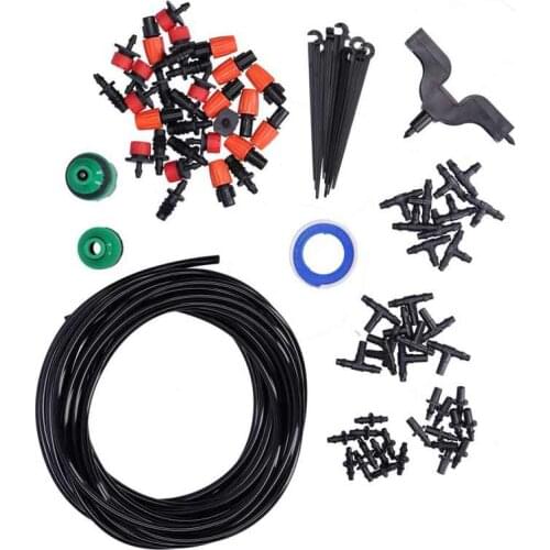 85Pcs/Set Garden Irrigation System Misting Sprayer 10m 4/7 Hose Tee Adapter Dripper Kit
