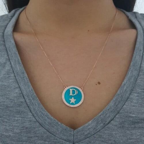 D Initial Letter Necklace Id Necklace Custom Necklace Personalised Necklace Hollywood Star Necklace