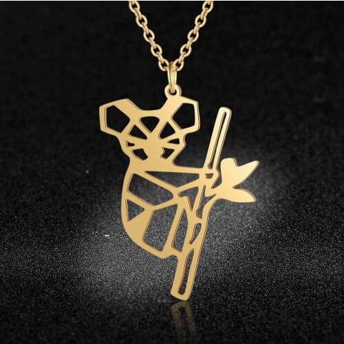 100% Stainless Steel Animal Koala Bear Fashion Necklace for Women Unique Design Pendant Necklaces Wedding Party Necklaces