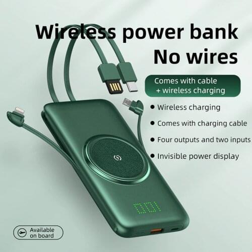 10000/20000mAh Power Bank Portable Qi Wireless Charger Built in Cable Powerbank for iPhone 12 11 Samsung S20 Xiaomi mi Poverbank