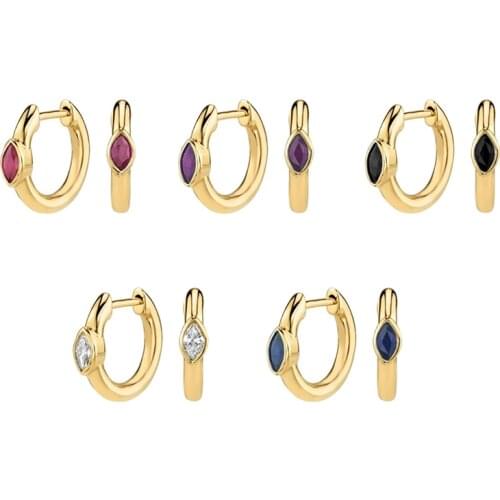 925 Sterling Silver Simple Hoop Huggie Clip Piercing CZ Crystal Mini Circle Loop Ring Earring Women trendy temperament Jewelry